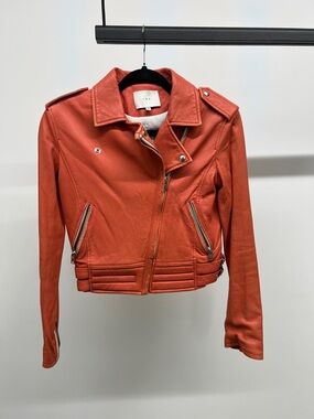 IRO Orange Leather Biker Jacket